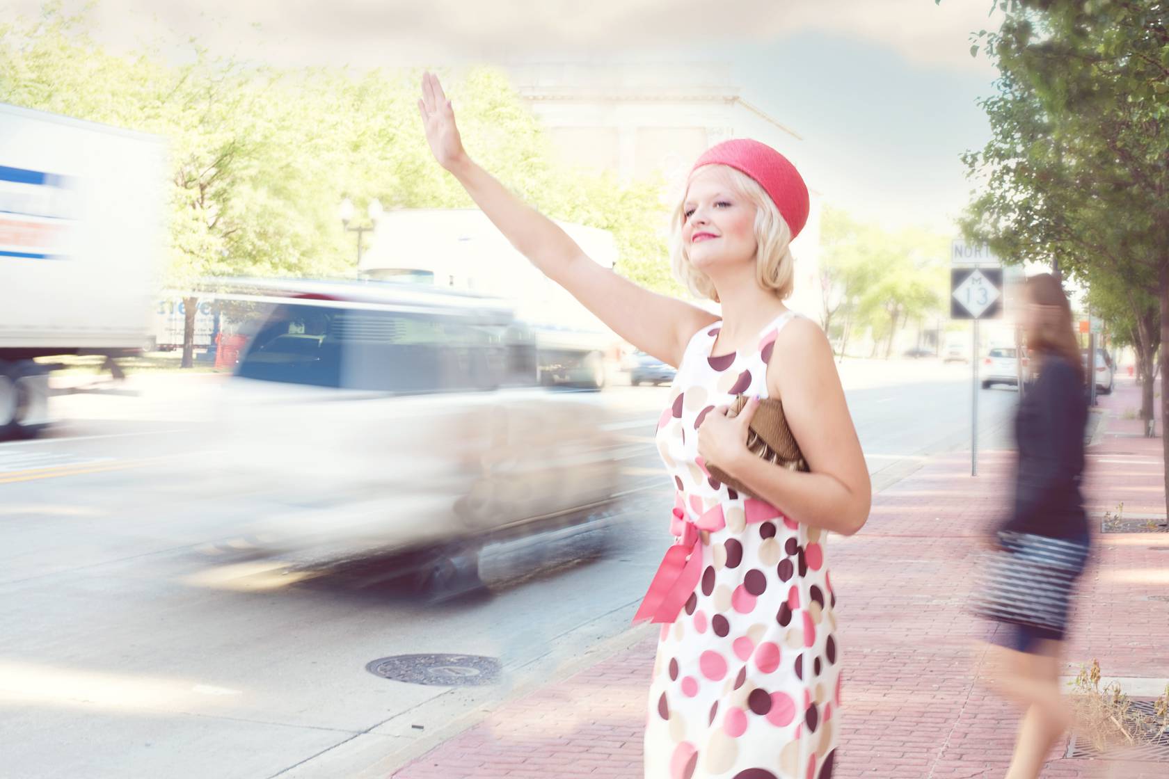 Red flowy dress