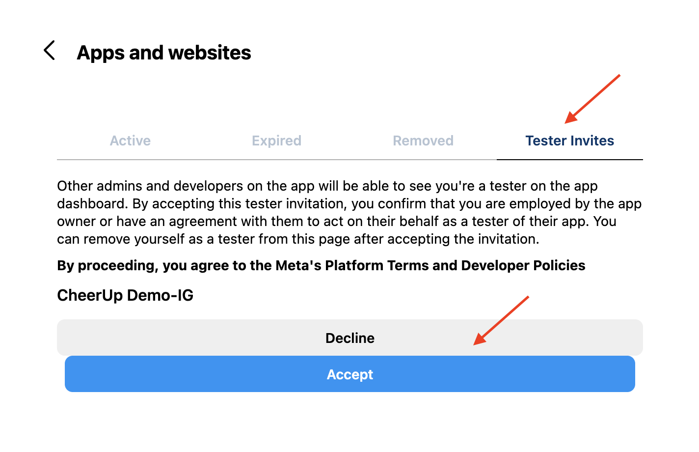 Approve Instagram Tester Screenshot