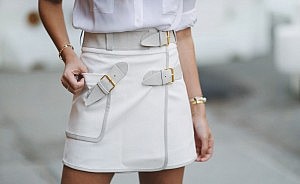 Sporting a luxury dress.