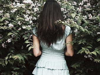 White dress girl in nature