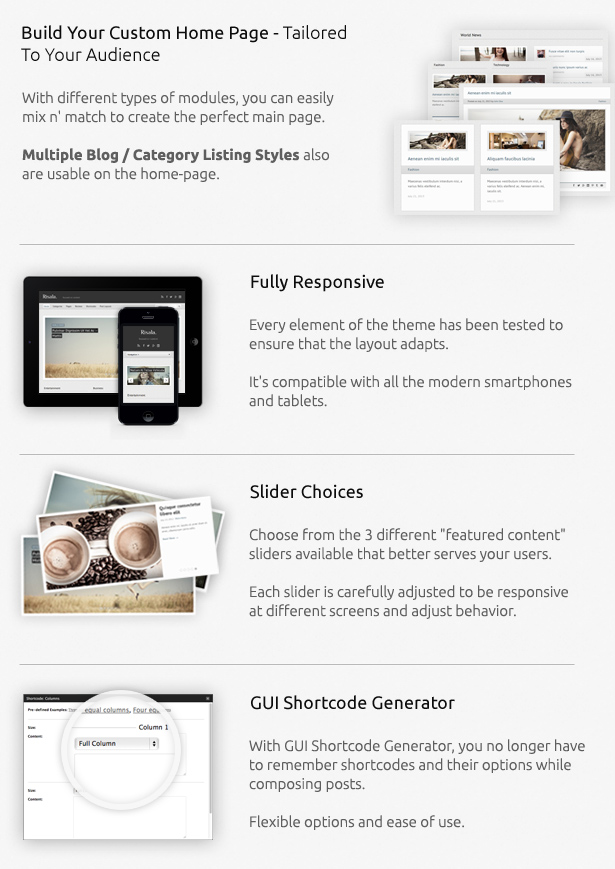 Fully responsive, slider choices, category templates and more